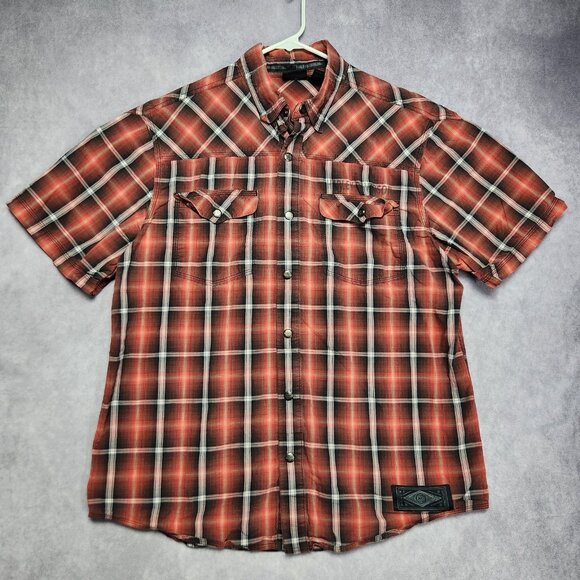 Harley-Davidson Shirt Mens XL Plaid Short Sleeve Button Up Motorcycle Western - Picture 1 of 14
